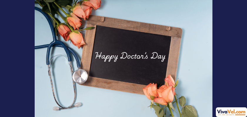 Stethoscope forming a heart shape with the text 'Doctors Day'—a simple tribute to medical professionals